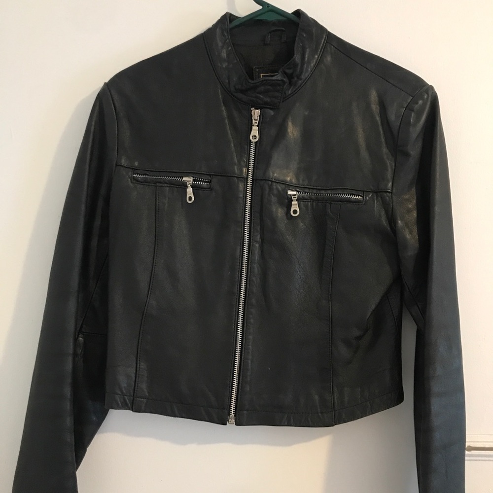 Black leather jacket